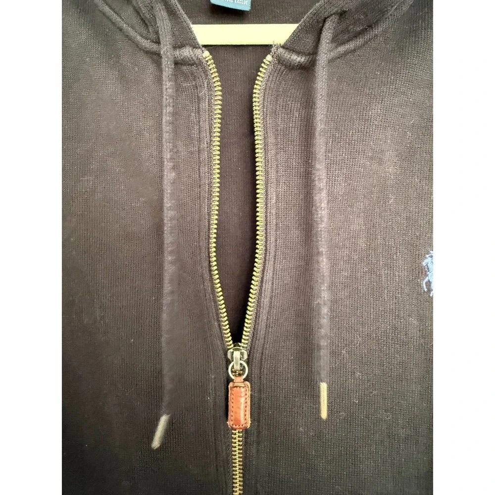 Vintage Y2K Polo Ralph Lauren Full Zip Hoodie Jacket XL Black Blue Pony‎ Logo